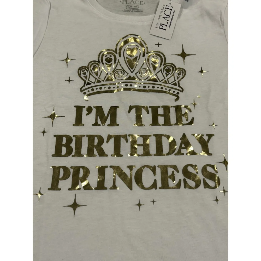 The Children's Place Girls Medium White Birthday Princess T Shirt